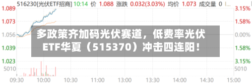 多政策齐加码光伏赛道，低费率光伏ETF华夏（515370）冲击四连阳！-第3张图片