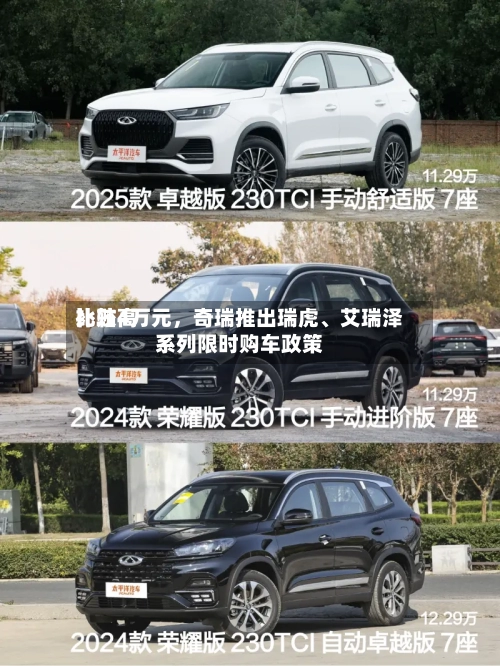 比较高补贴4万元	，奇瑞推出瑞虎、艾瑞泽系列限时购车政策-第2张图片
