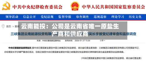 云南能投：公司是云南省唯一原盐生产商和供应商-第1张图片
