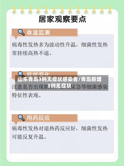 山东青岛3例无症状感染者/青岛新增3例无症状
