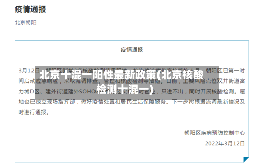 北京十混一阳性最新政策(北京核酸检测十混一)-第1张图片