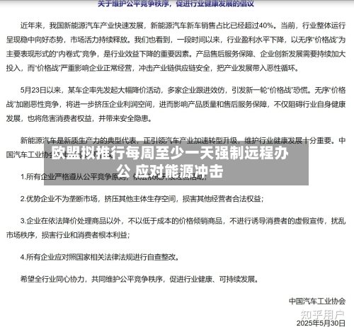 欧盟拟推行每周至少一天强制远程办公 应对能源冲击