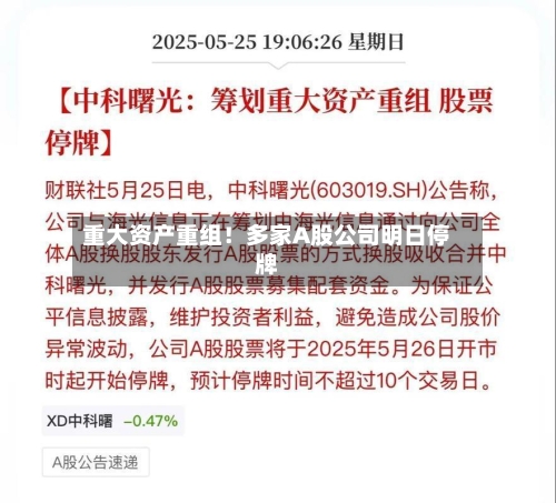 重大资产重组!多家A股公司明日停牌-第1张图片