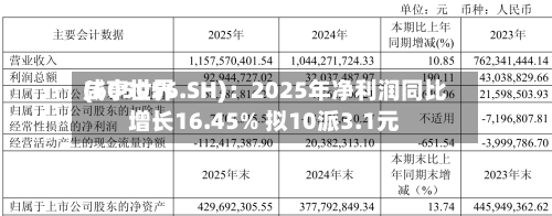 咸亨世界(605056.SH)：2025年净利润同比增长16.45% 拟10派3.1元