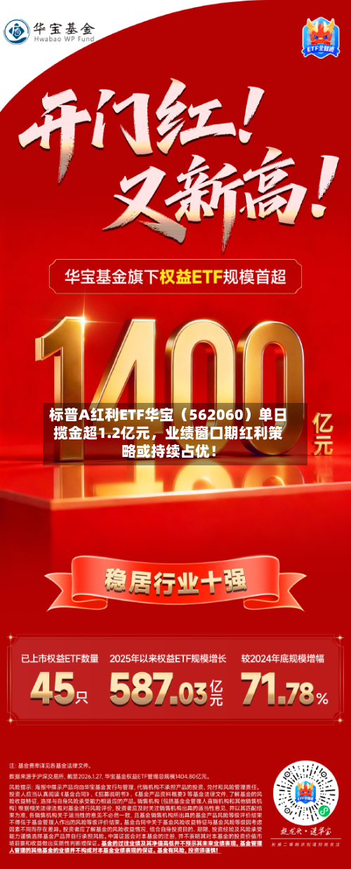 标普A红利ETF华宝（562060）单日揽金超1.2亿元，业绩窗口期红利策略或持续占优！-第2张图片