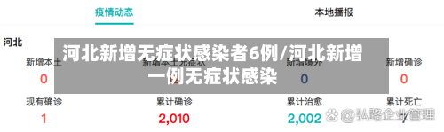 河北新增无症状感染者6例/河北新增一例无症状感染