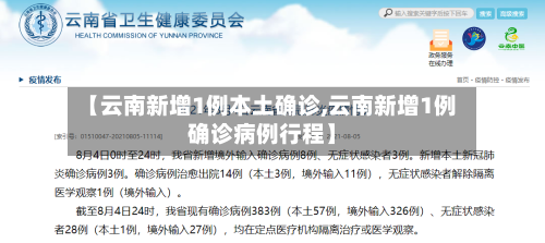 【云南新增1例本土确诊,云南新增1例确诊病例行程】-第1张图片