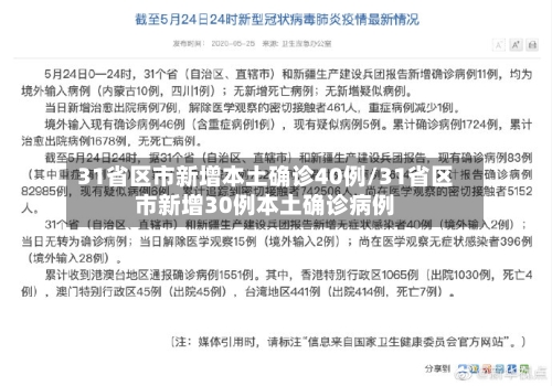 31省区市新增本土确诊40例/31省区市新增30例本土确诊病例