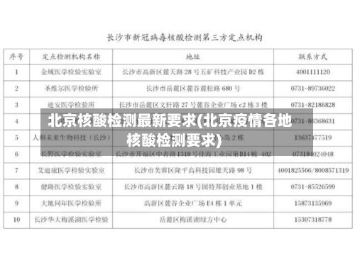 北京核酸检测最新要求(北京疫情各地核酸检测要求)