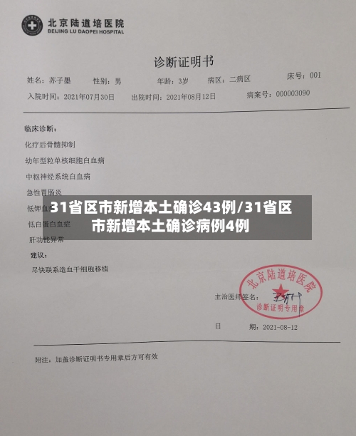 31省区市新增本土确诊43例/31省区市新增本土确诊病例4例-第1张图片